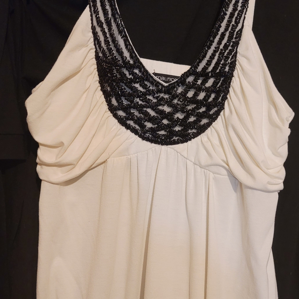 Maurices White and Black Beaded Top - Picture 1 of 1
